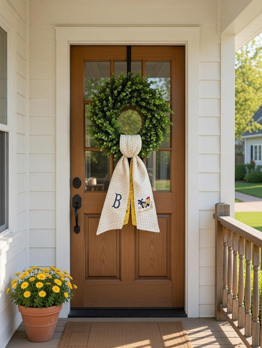 Personalized Spring Chicken Honeycomb Wreath Sash Set –