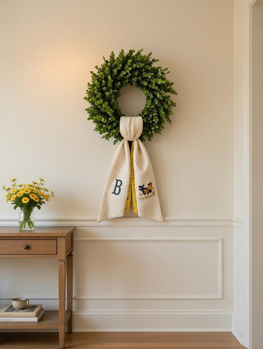 Personalized Spring Chicken Honeycomb Wreath Sash Set –