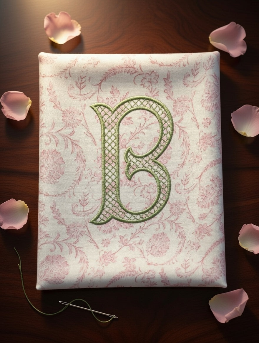 Personalized Easter Bunny Wreath Sash – Embroidered Pink Floral Ribbon with Initial & "Easter Blessings"