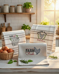 Farm Fresh Kitchen Towel Set – Embroidered Chicken, Pig & Cow Designs (Set of 3)
