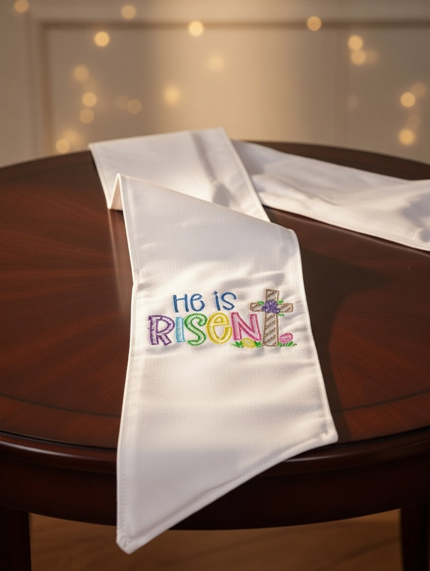 Personalized "He Is Risen" Easter Wreath Sash – Can be Embroidered  Custom Initial