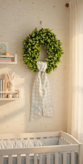 Personalized "It's a Boy" Wreath Sash – Embroidered Blue Gingham Announcement Ribbon