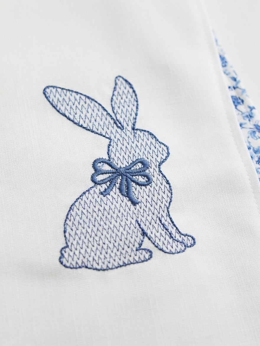 Personalized Bunny & Monogram Wreath Sash – Embroidered sash for Nursery or Front Door